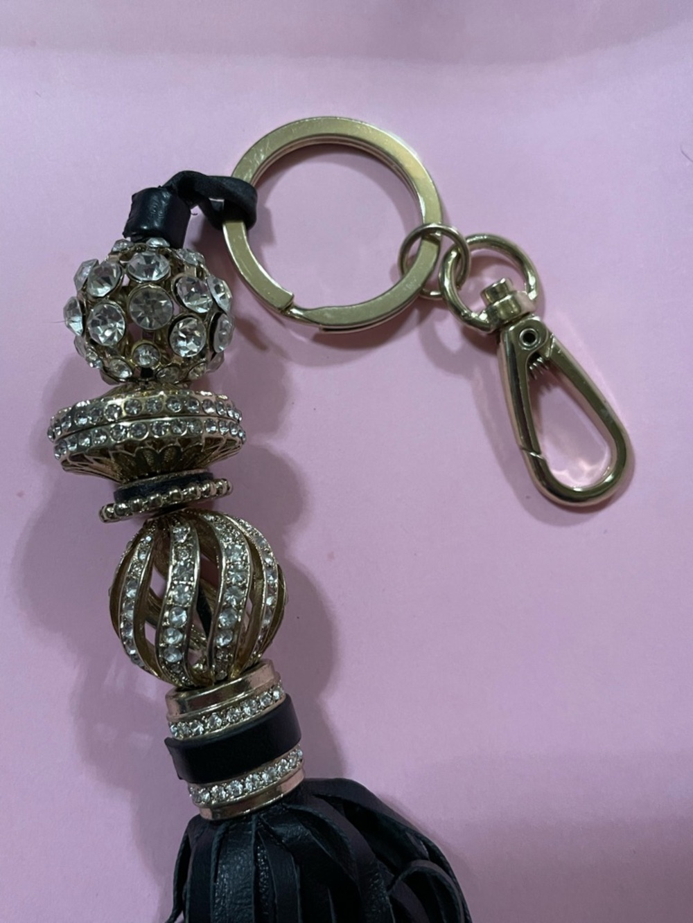 Long Leather Rhinestone Key Ring #9386 - Picture 2 of 4